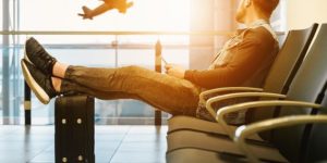 Waiting for a flight.